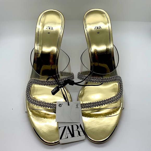 Zara Shoes - Zara Rhinestone Gold Heels **Size 9**